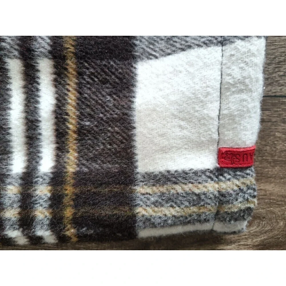 Haus Of Jr Plaid Flannel Jacket Kids Size 14 Brown Hooded Long Sleeve